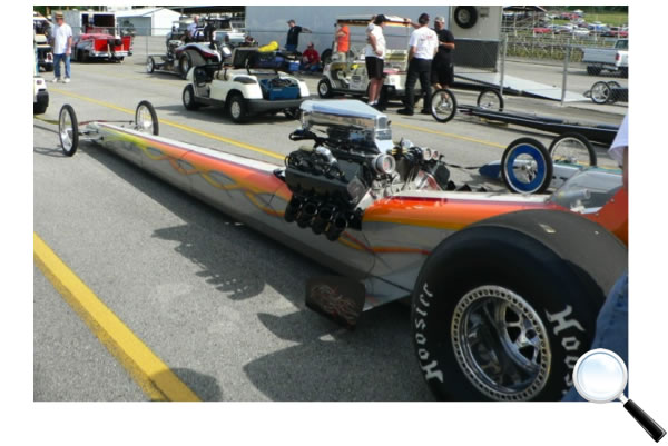 Jeff Sanborn in his beautiful &ldquo;stealth&rdquo; front engine dragster